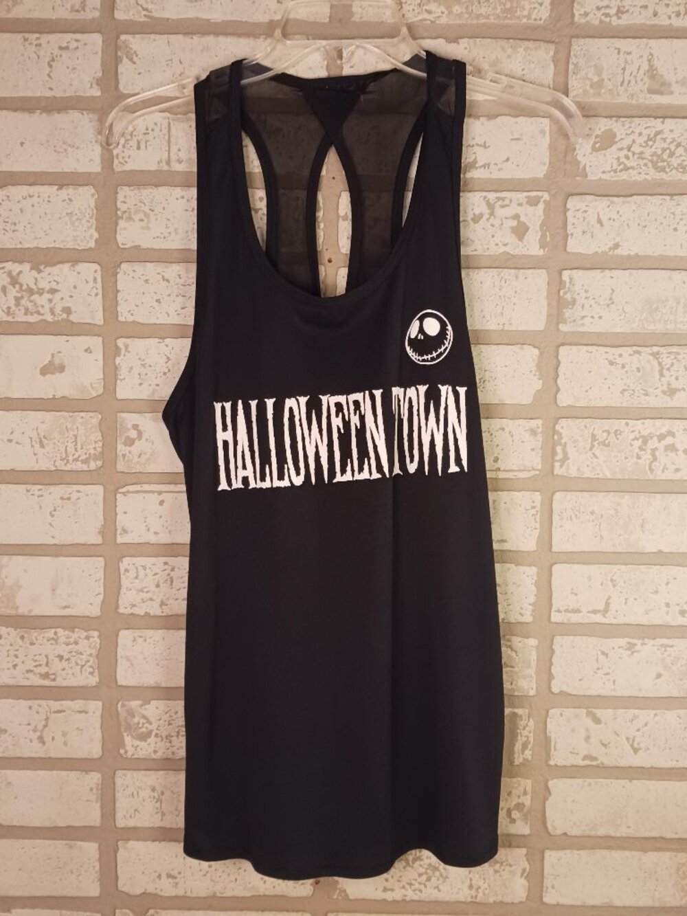 Halloween Town Womens Large Tank Top Black Racerback Nightmare Before Christmas